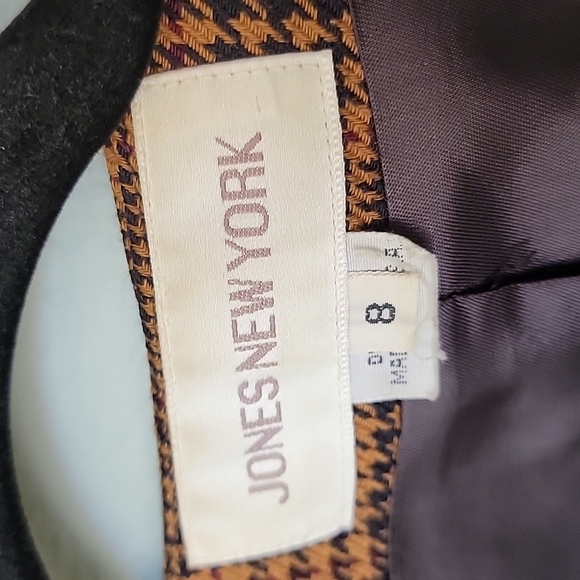 Jones New York Clueless Preppy houndstooth brown Vintage Wool blazer size 8 - Picture 2 of 14